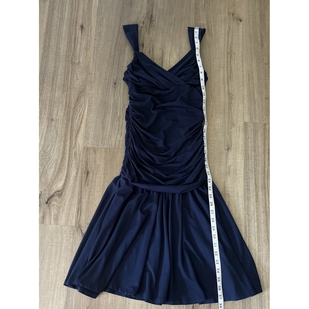 VTG Y2K Bebe Women’s Ruched Side Bodycon Dress Navy Blue Size Small Made In USA - Picture 15 of 16